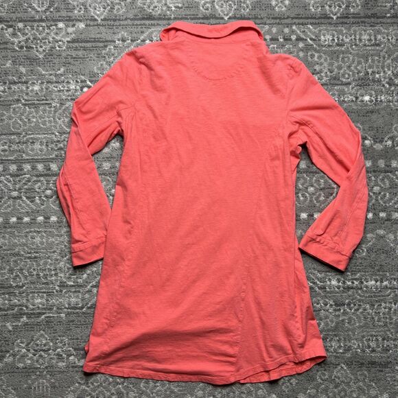 Lauren Ralph Lauren Womens Cotton Knit Sleep Shirt Large Coral Roll Tab Sleeve - Picture 8 of 8